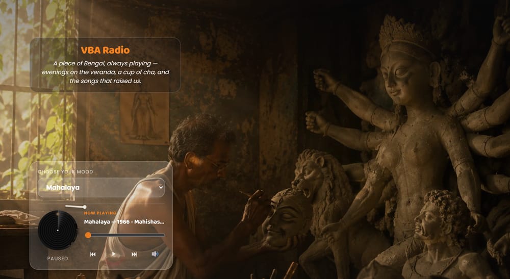 VBA Radio — Mahalaya mood, background and player