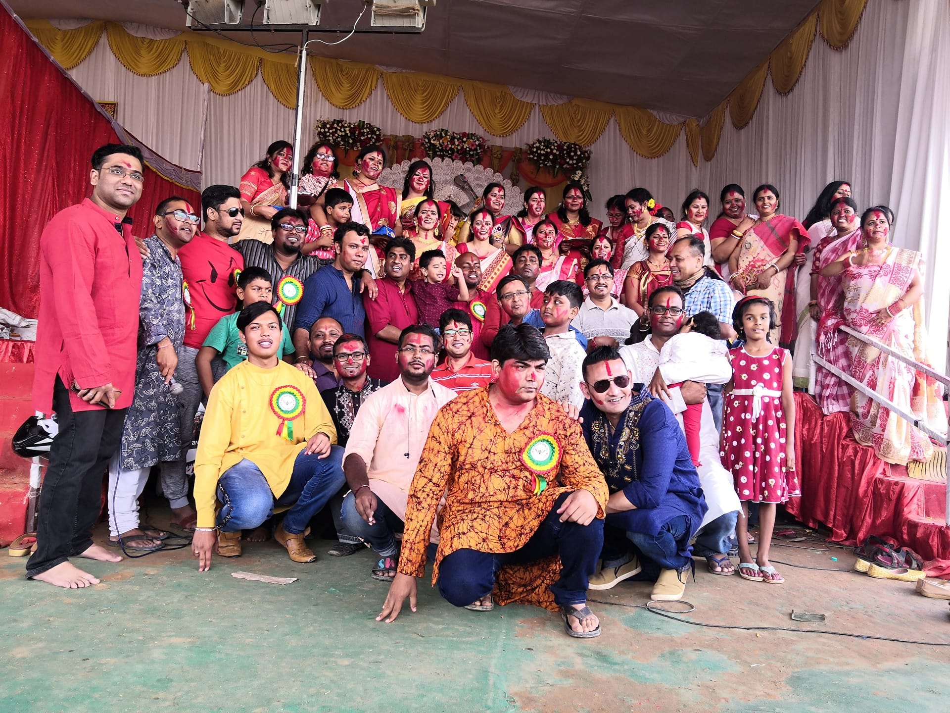 Large VBA community group celebrating Durga Puja together